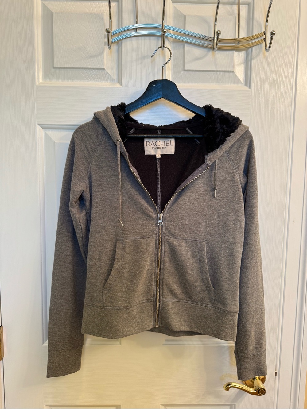 *NWOT* RACHEL Rachel Roy Gray Hooded Zip-Up Sweatshirt, Size S